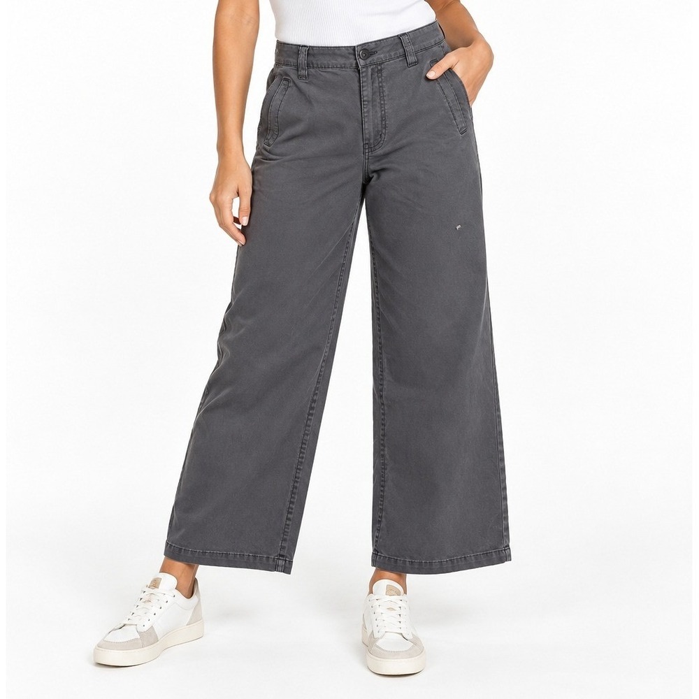 KanCan Women Grey Crop Wide Leg Pants‎ High Rise Stretch Trousers  Size 6 NWT